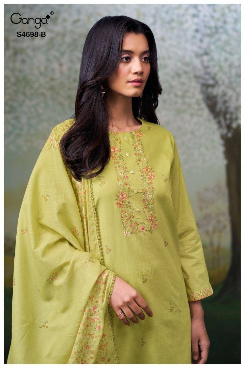 CHARISHA 4698 By Ganga Fashion 4698 A TO 4698 D Beautiful Festive Suits Stylish Colorful Fancy Casual Wear & Ethnic Wear PREMIUM COTTON Dresses At Wholesale Price